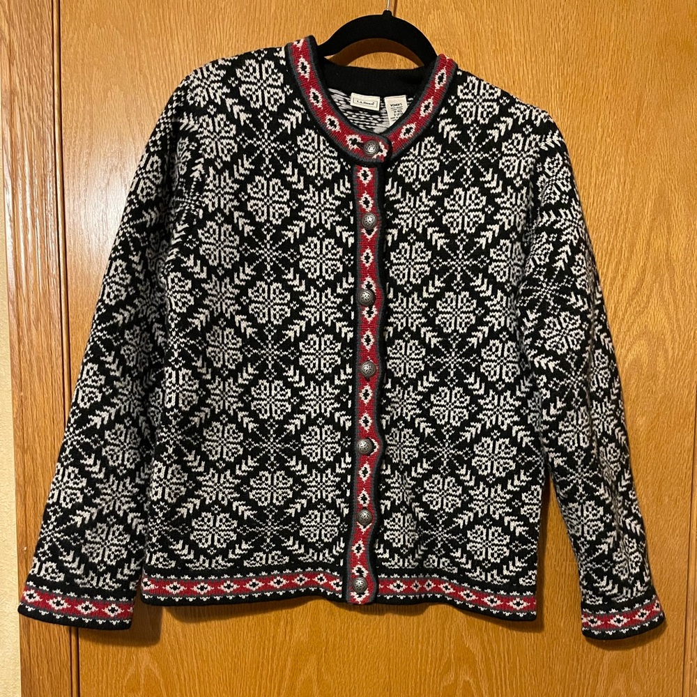 LL Bean Wool Cardigan Size Medium